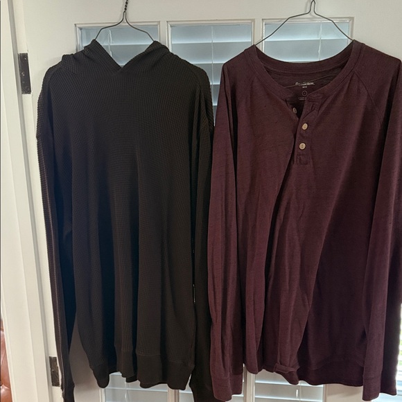 Men's Burgundy Henley Shirt - Picture 1 of 4